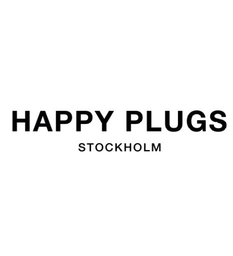 Logotype ifrån Happy Plugs Stockholm med svart font och vit bakgrund