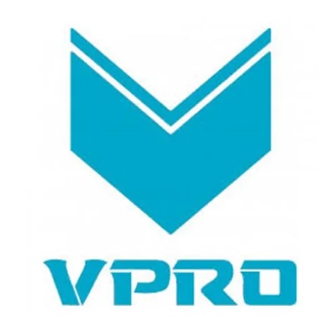 Logotype för Vpro med turkos font och vitbakgrund
