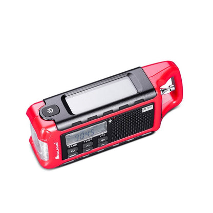 Svart röd radio med ficklampa och powerbank