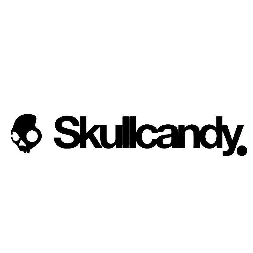 Logotype ifrån Skullcandy med svart font och vit bakgrund