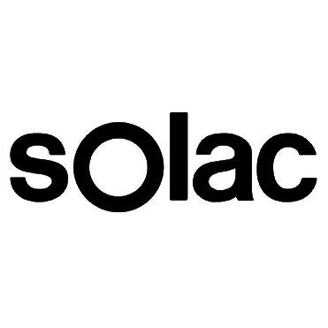 Logotype ifrån Solac med svart font och vit bakgrund