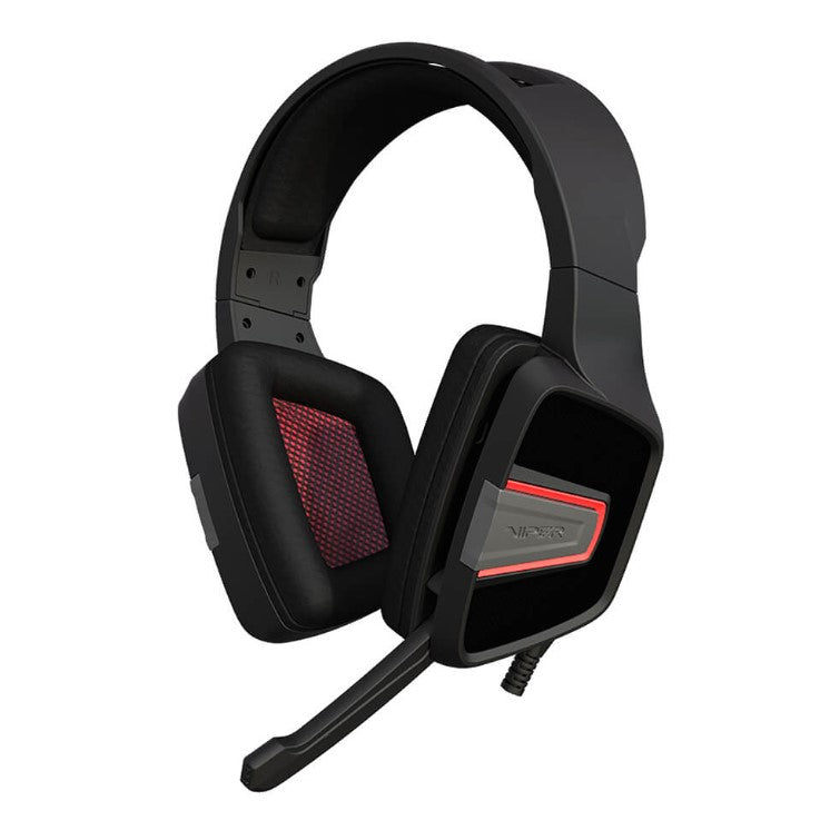 Svarta Viper gaming headset hörlurar med mikrofon med röda detaljer