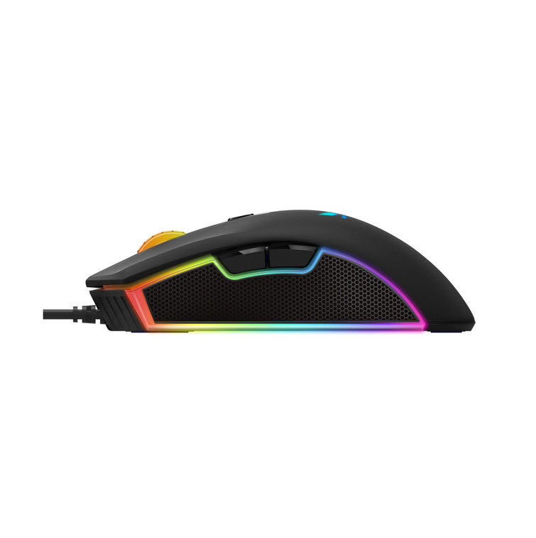 VPRO Gaming mus i profil där sidan lyser i diverse färger ifrån RGB