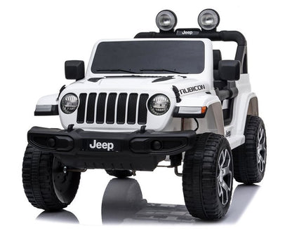 Jeep Wrangler Rubicon elbil för barn 4x4 – gummihjul, fjädring & fjärrkontroll | Vit