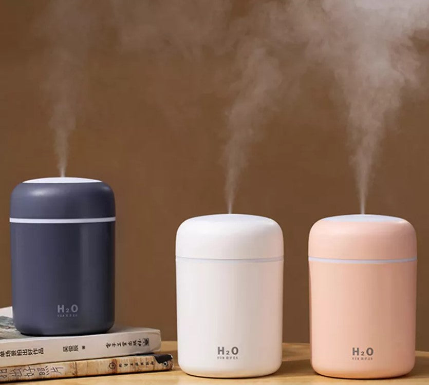Luftfuktare med 300ml tank, 7ljuslägen i LED finns i svart vit och rosa 