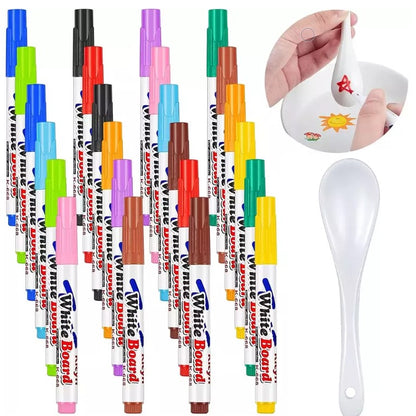 Magiska vatten pennor 12pack med sked perfekt för barnen innehåll
