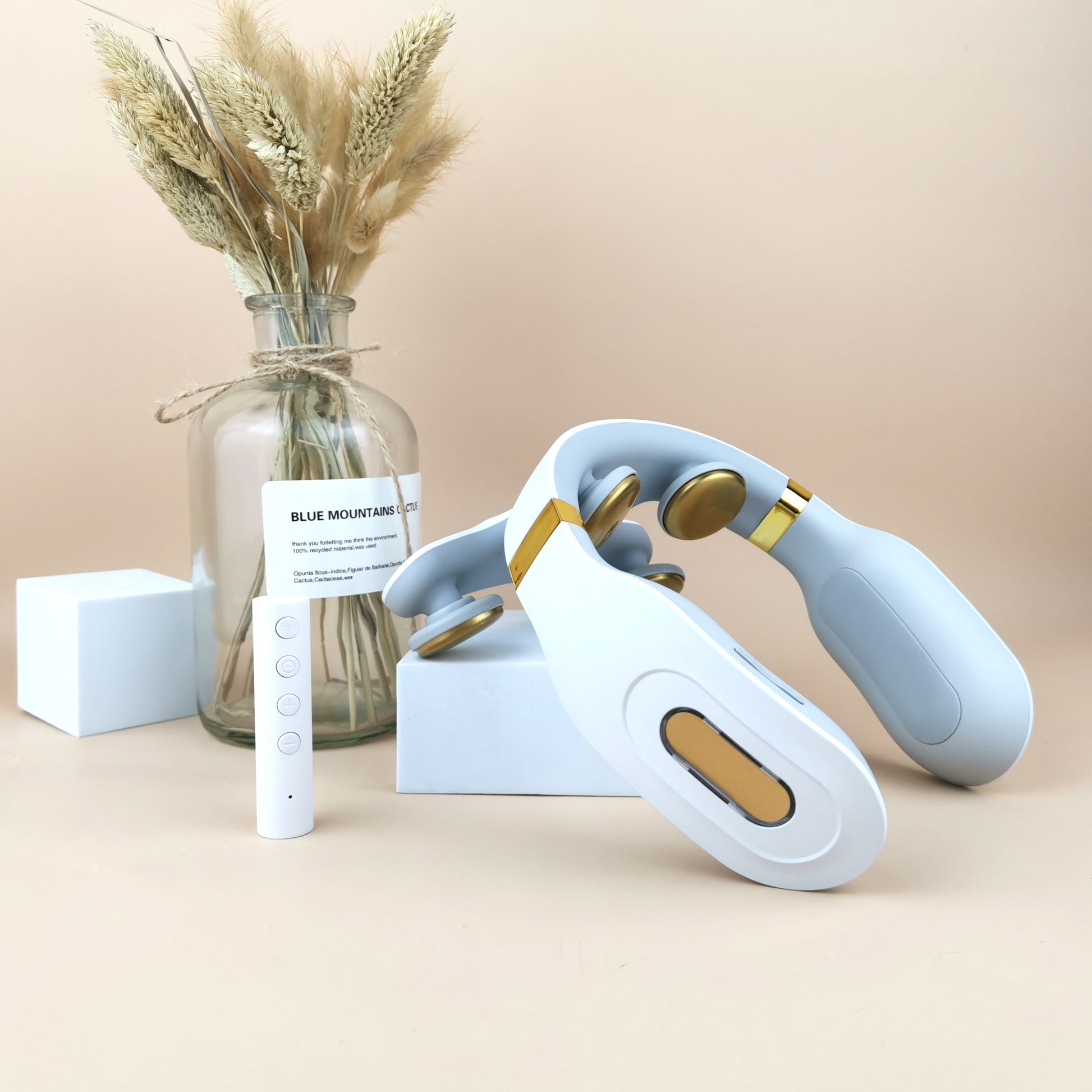 Nackmassage med TENS & EMS-terapi, 1500mAh batteri, 15massagelägen, vikt 200g och laddning via type c