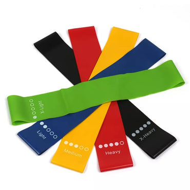 Träningsband 5pack i färgerna blå, gul, blå, röd och svart